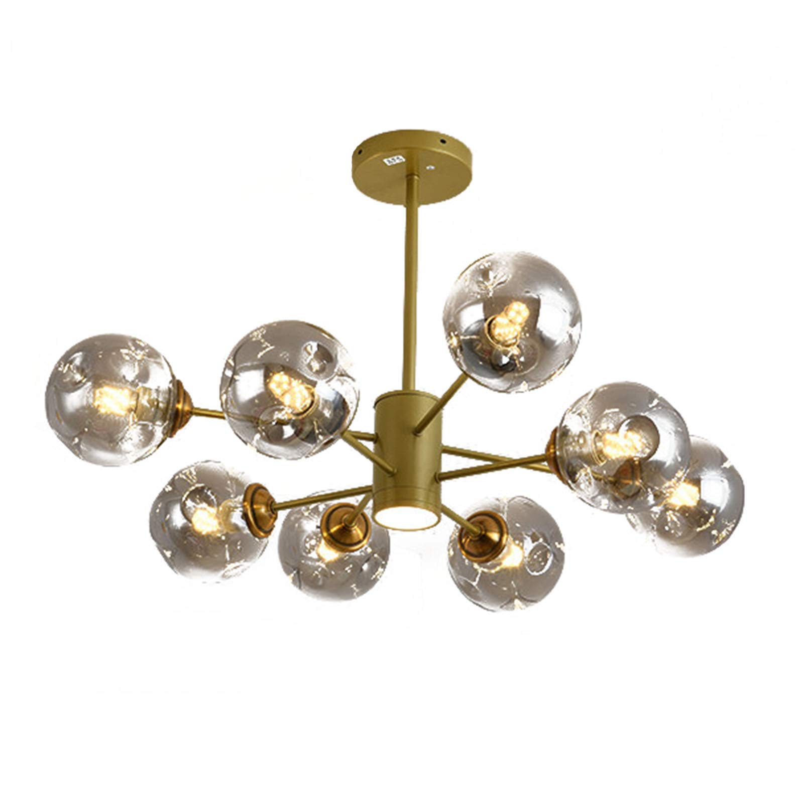 CZYLJLK 12-light Glass Globe Sputnik Mid-century Modern Black And Gold Ceiling Light Fixture Vintage Hanging Pendant For Living Room Farmhouse Dining Room-Gold 1 8t