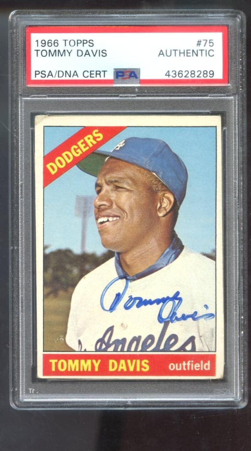 1966 Topps #75 Tommy Davis AUTO SIGNED Autograph Autographed Card PSA PSA/DNA Baseball MLB COA Los Angeles Dodgers