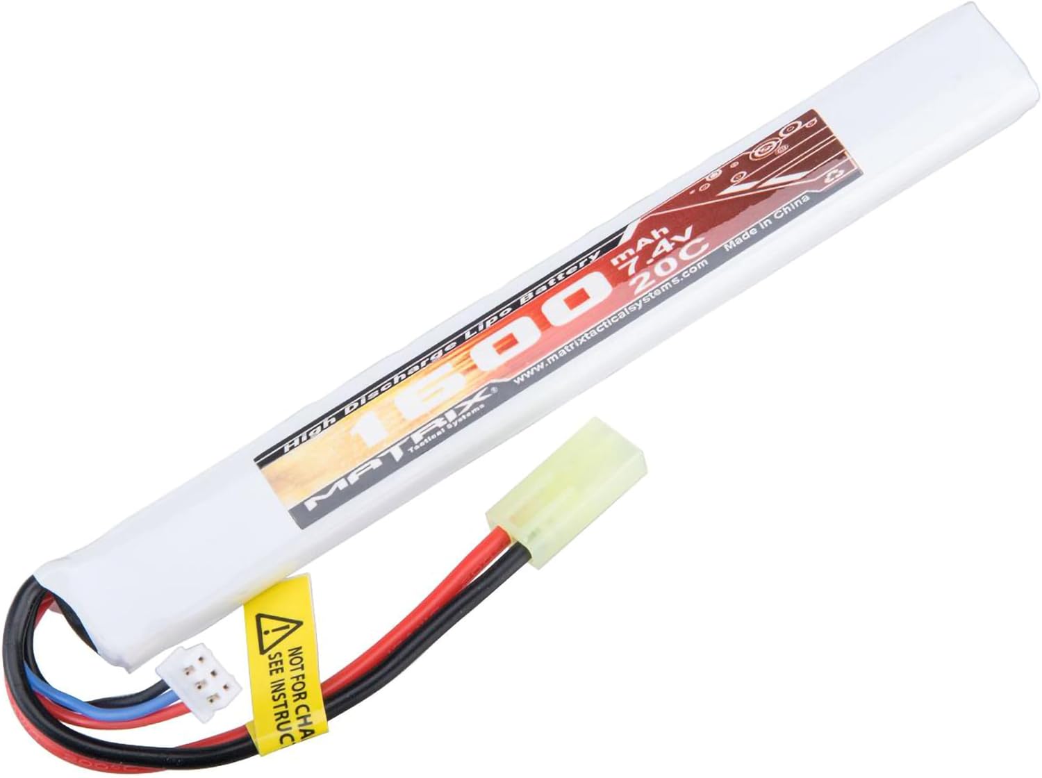 Evike Airsoft - Matrix High Performance 7.4V Stick Type Airsoft LiPo Battery (Model: 1600mAh / 20C / Small Tam)