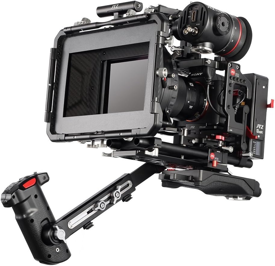 JTZDP30 Camera Cage with 15mm Rail Rod Baseplate Rig and Top Handle+Shoulder Pad and Electronic Handle Grip for Sony A7 A7R A7S A7II A7RII A7SII Camera