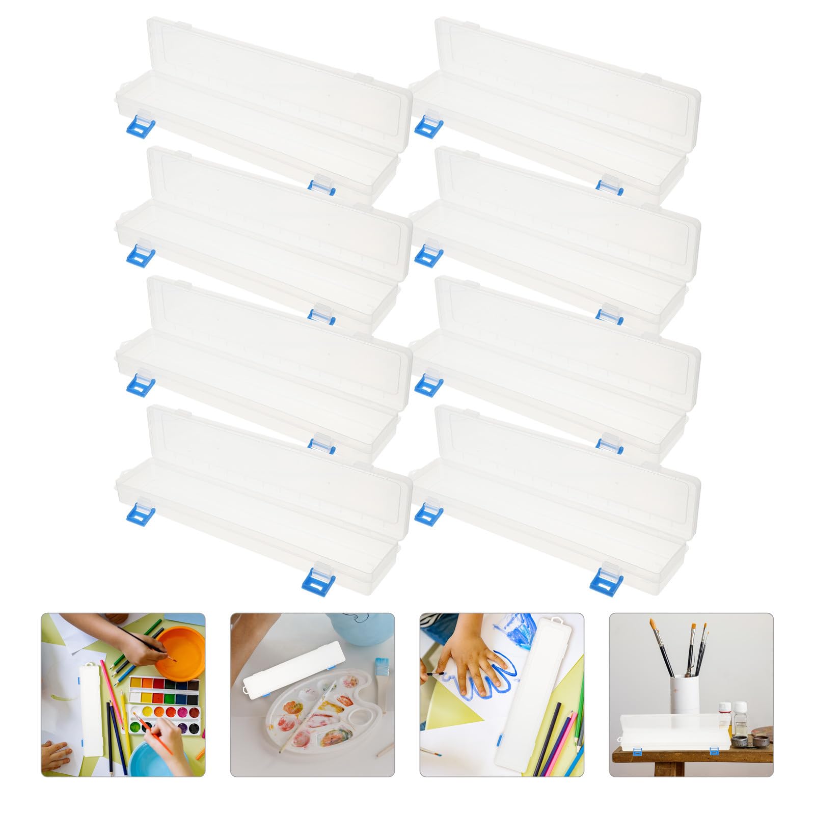 Estuche Transparente para 8 Pinceles y Lápices de Acuarela de Plástico, Portátil y Organizado para Artistas y Estudiantes