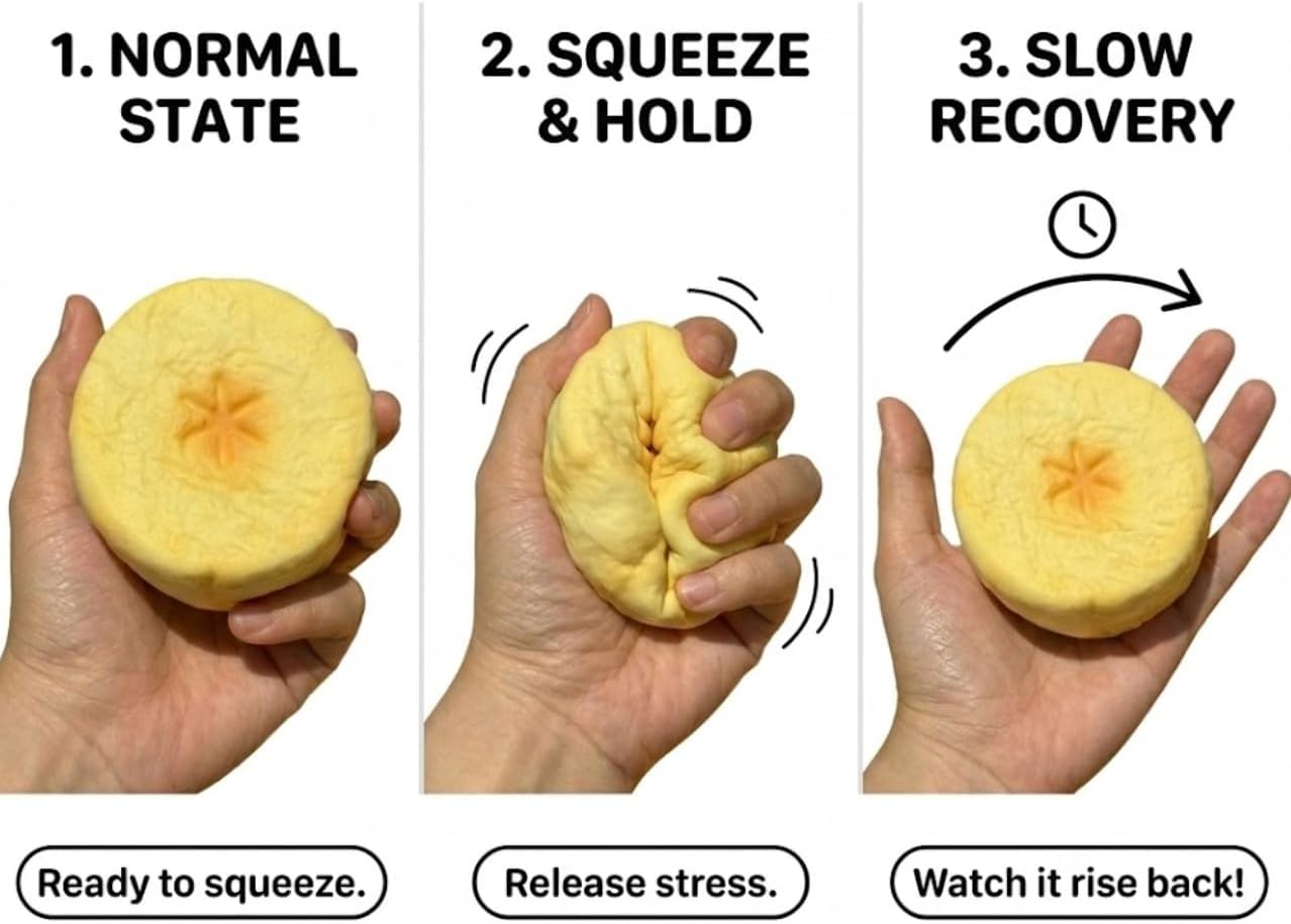 Realistic Banana Squishy Toy Slow Rising PU Foam Fruit Squeeze Stress Ball, Super Soft Yellow Banana Fidget for Anxiety Relief Novelty Gift for Adults(Banana)