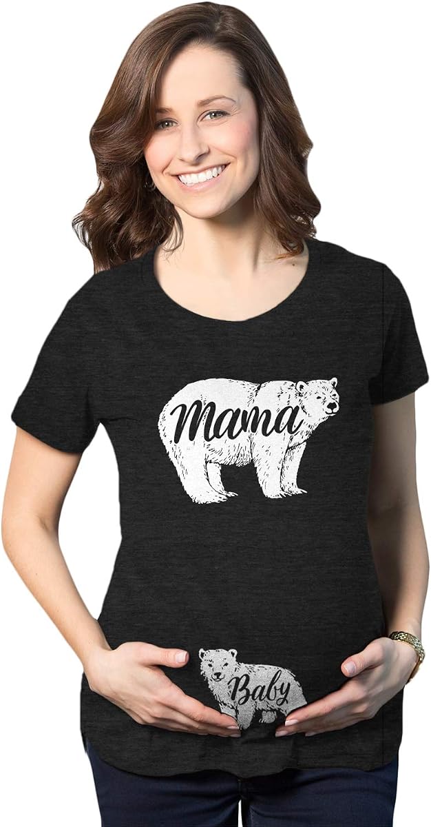 Maternity Mama Bear Baby Pregnancy Announcement Cute T Shirt | Funny Graphic Pregnancy Tee, Mother's Day Maternity Wear, Cool Short Sleeve, Ruched, stretchy, soft, Maternity Shirts