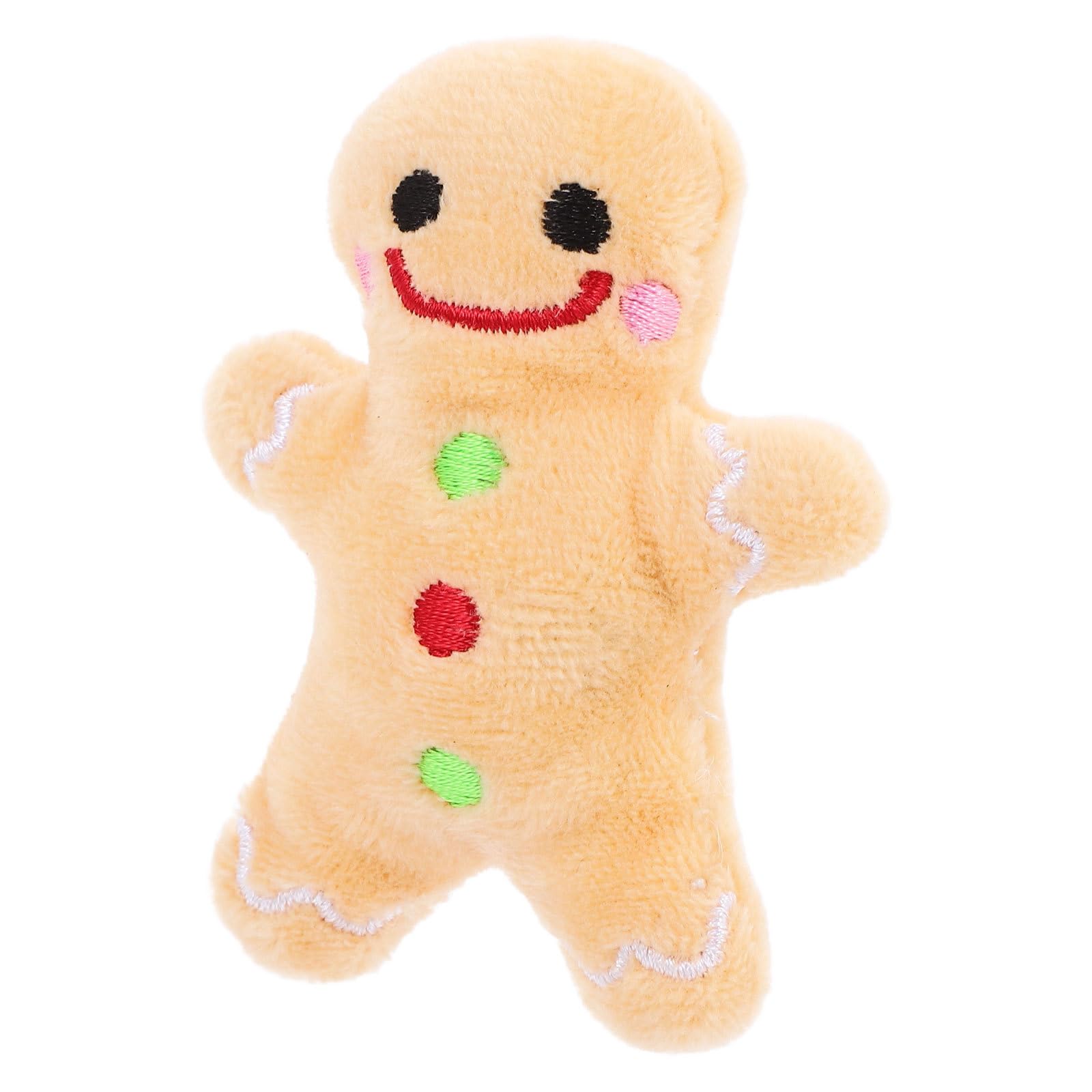 OUNONA Christmas Dog Chew Gingerbread Plush Soft for Teeth Cleaning and Engagement, Brown Cartoon Shape for Xmas Party and Holiday Fun