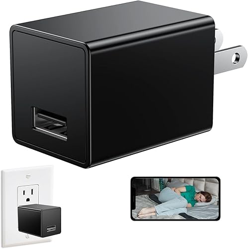Cámara espía oculta para uso doméstico, mini cámara inalámbrica WiFi de seguridad, cargador USB, cámara de niñera HD, cámara de niñera de visión