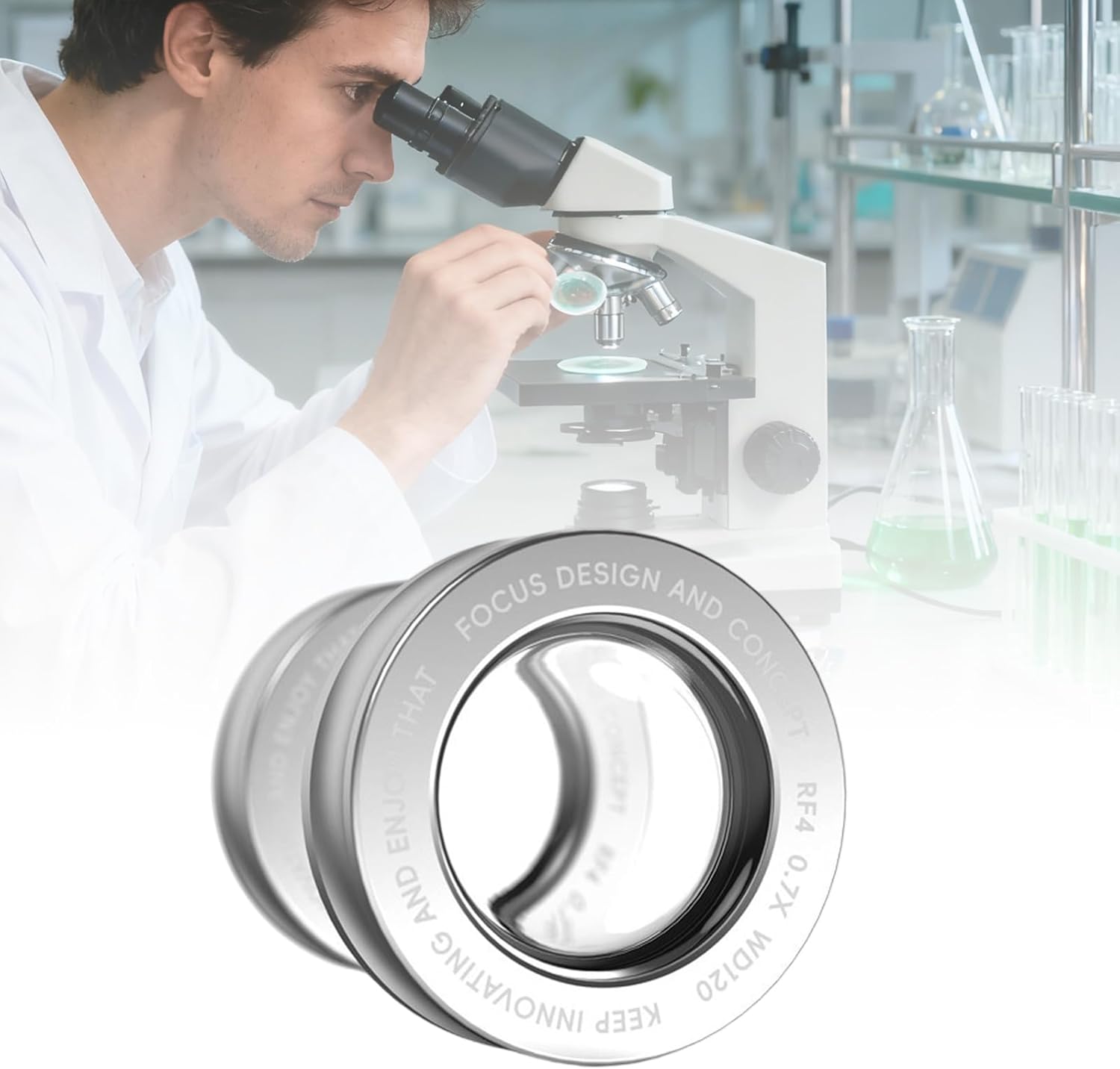 Magnification Microscope Barlow Lens 0.48/5 / 7 Setting High Transmittance Glass Aluminum Frame Barlow Lens Microscope