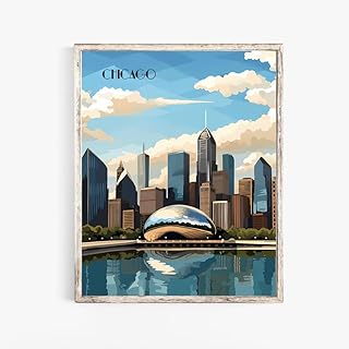 Turnip Designs 8X10 Unframed Chicago Illinois Retro City Urban Landscape Art Print Poster Illustration Home Decor RC001