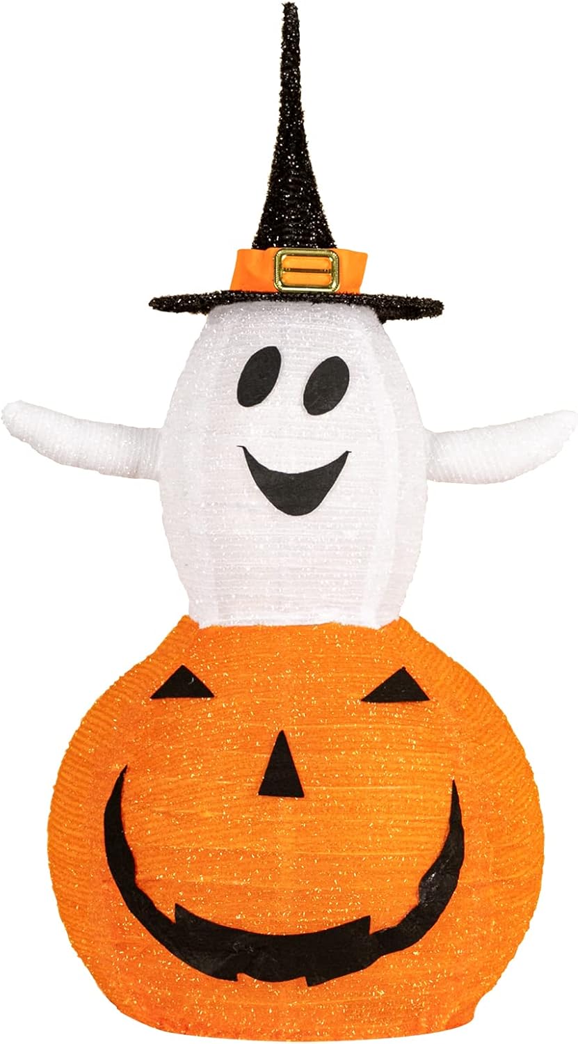 N&T NIIETING Halloween Decorations Outdoor, 3FT Halloween Collapsible Pumpkin Decorations with 8 Lighted Mode for Outdoor Indoor Garden Yard Porch Home Party Decor(75 LED Light Up)