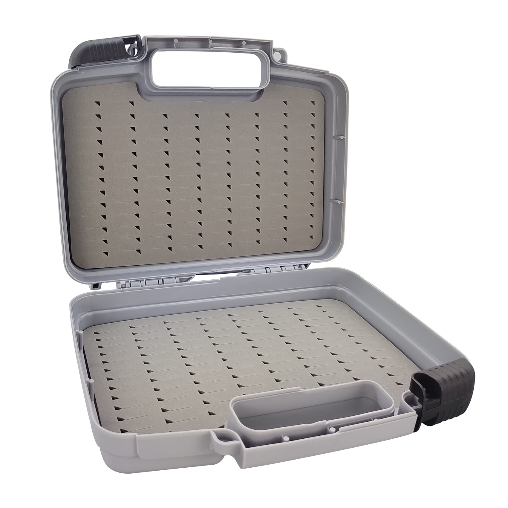 EUPHENG Streamer Fly Box Click Lock Large Streamer Flies Storage Fishing Tackle Box Boat Foam Fishing Trays (Grey, M:10.43X8.27X3.15inch)