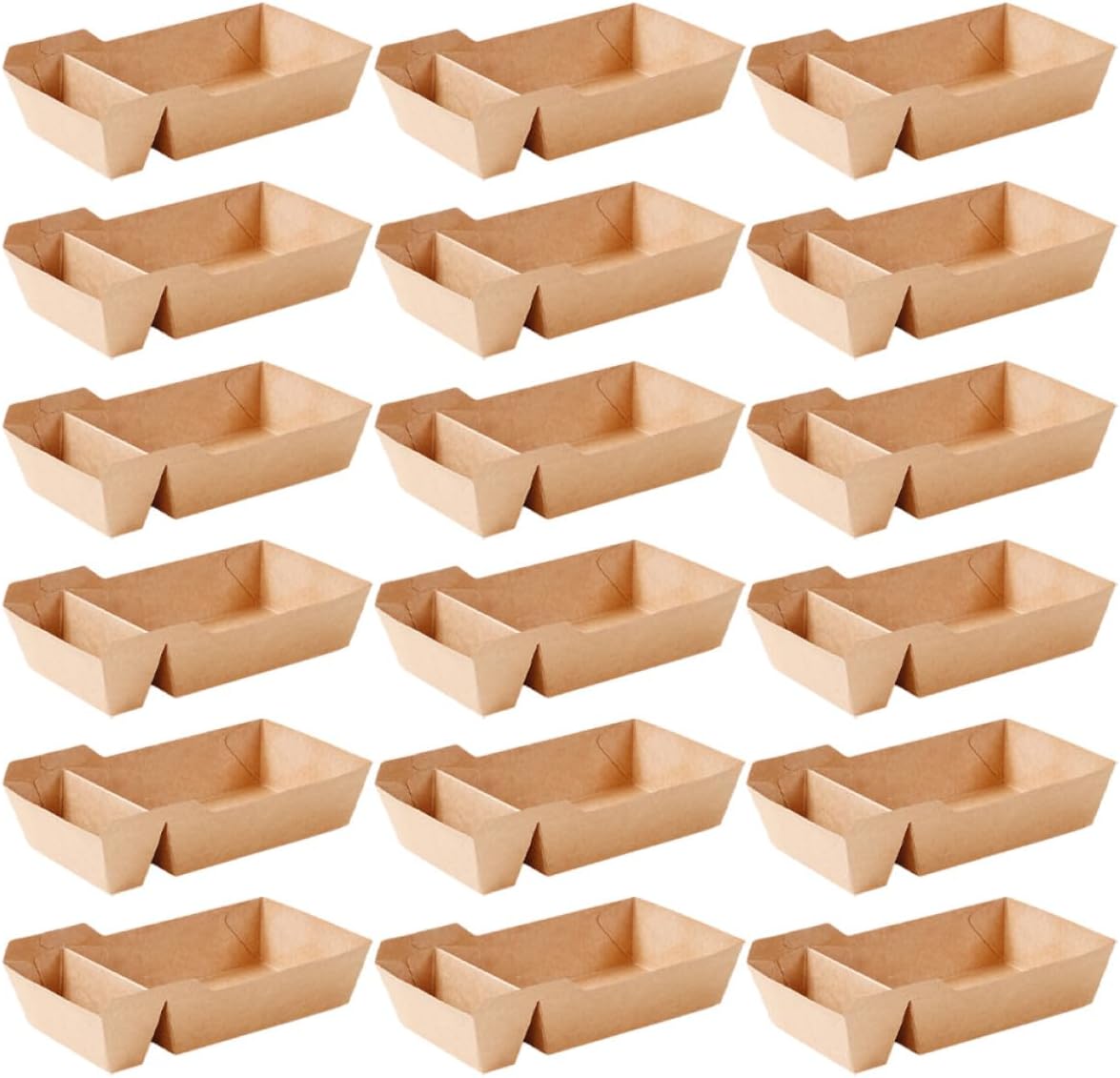 100pcs Kraft Paper Snack Boxes 440ml Double-compartment Fried Snacks Container for French Fries and Chicken Nuggets Takeout Food Packaging