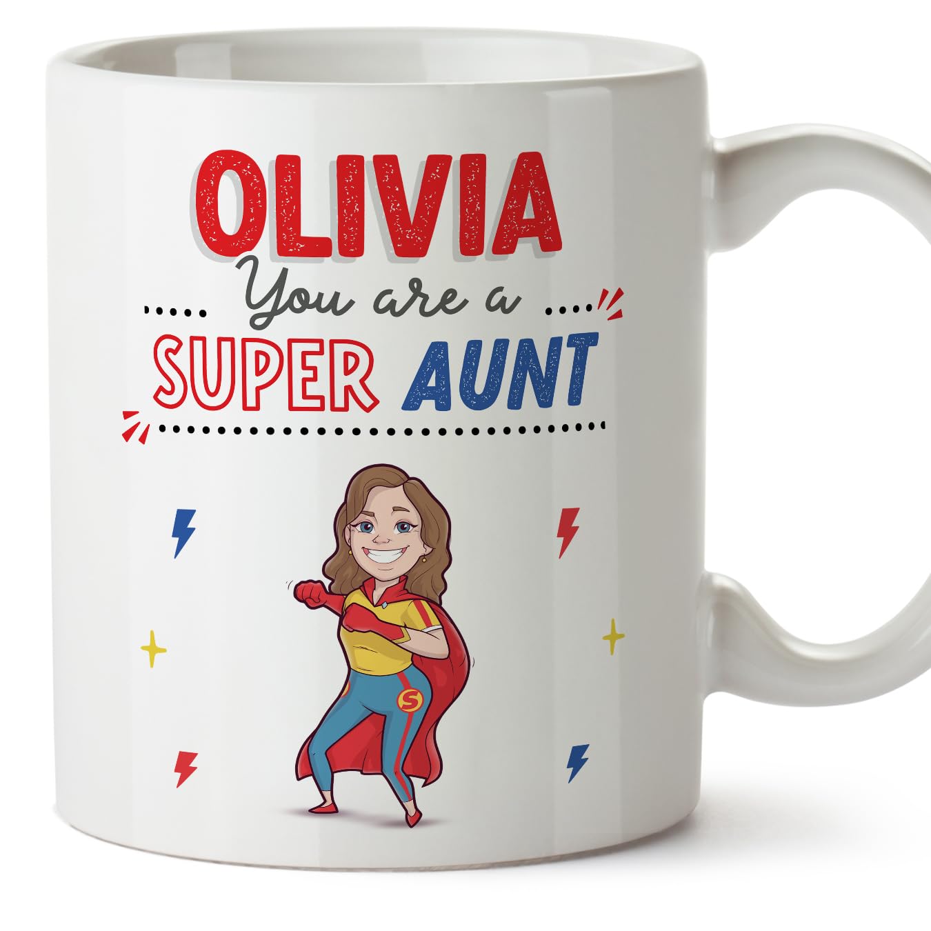 MUGFFINS Personalised Mug for Aunt - in English - You are Super! - Funny Custom Gift - Ceramic 11oz Mug