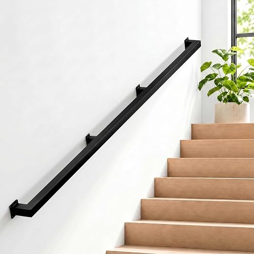 8FT Handrail Wall Mounted, 500LB Heavy-Duty Stair Railing | Sturdy