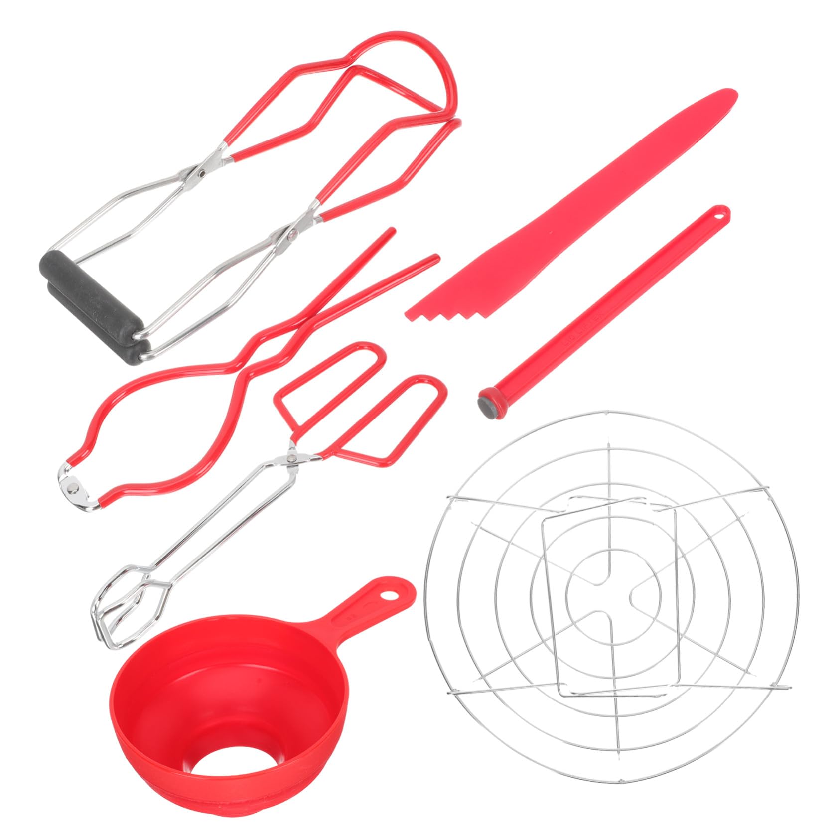 ERINGOGO Kit de Mise en Conserve 7 Pièces Pince à Conserves en Acier Inoxydable et Entonnoir, Accessoires Ergonomiques pour Fabrication de Confitures et Conservation des Aliments