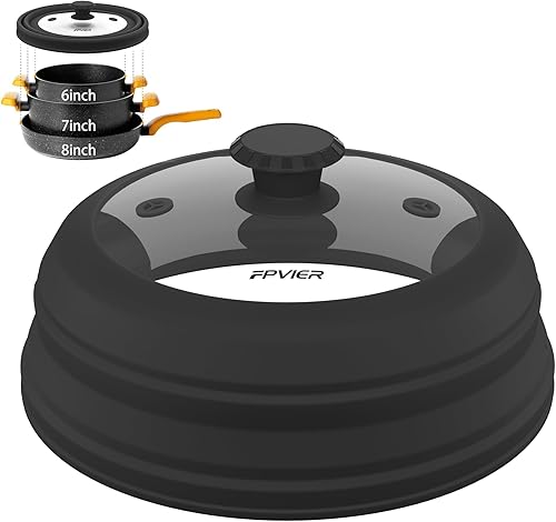 Cubierta plegable para salpicaduras de microondas, tapa de silicona ventilada y vidrio con mango de fácil agarre, se adapta a platos y cuencos de 6