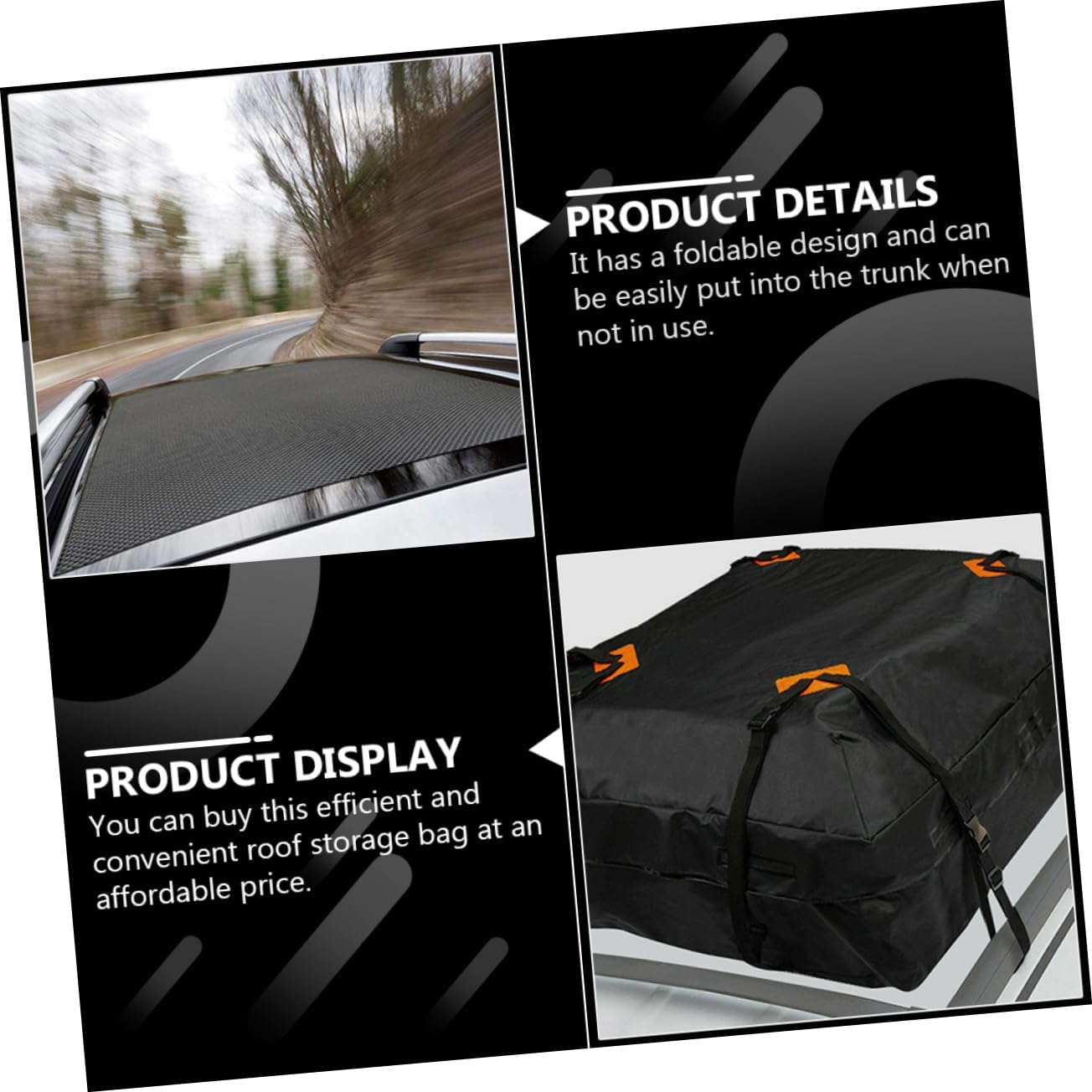 Zerodeko Rooftop Cargo Bag Vehicle Cargo Carrier Car Roof Bag Oxford Weatherproof Easy Install
