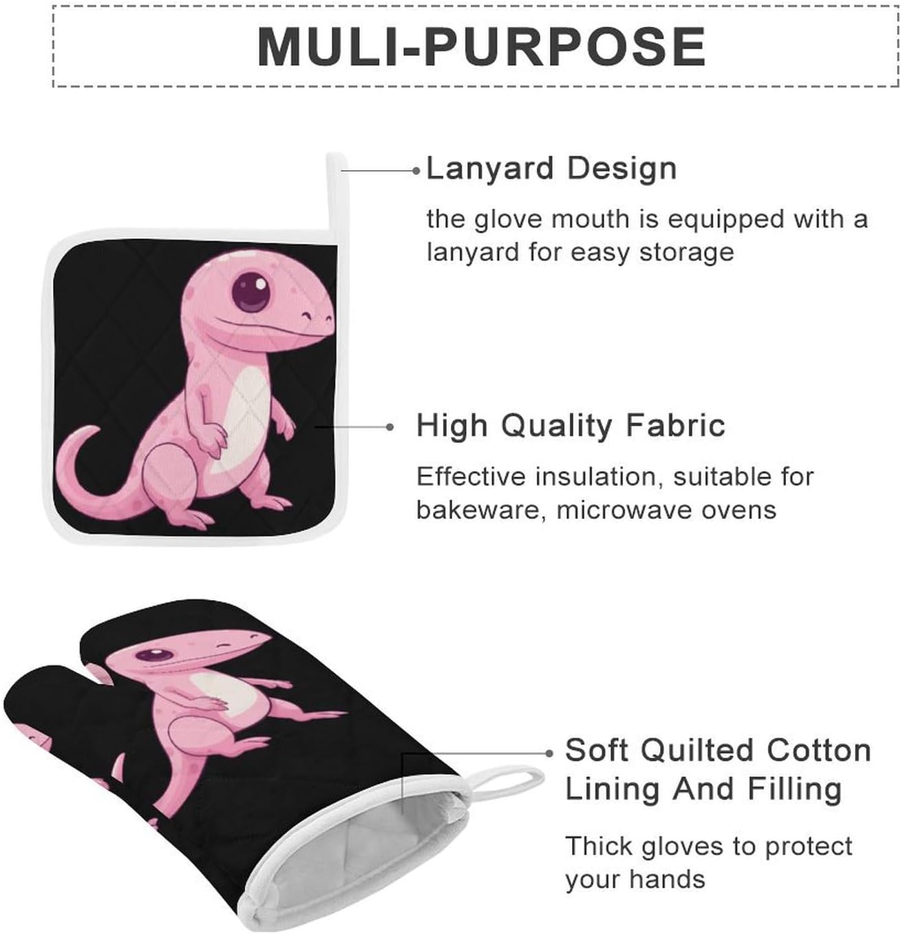 Salamander 4 Pcs Oven Mitts and Pot Holders Set High Heat Resistant Long Kitchen Oven Glove Potholders