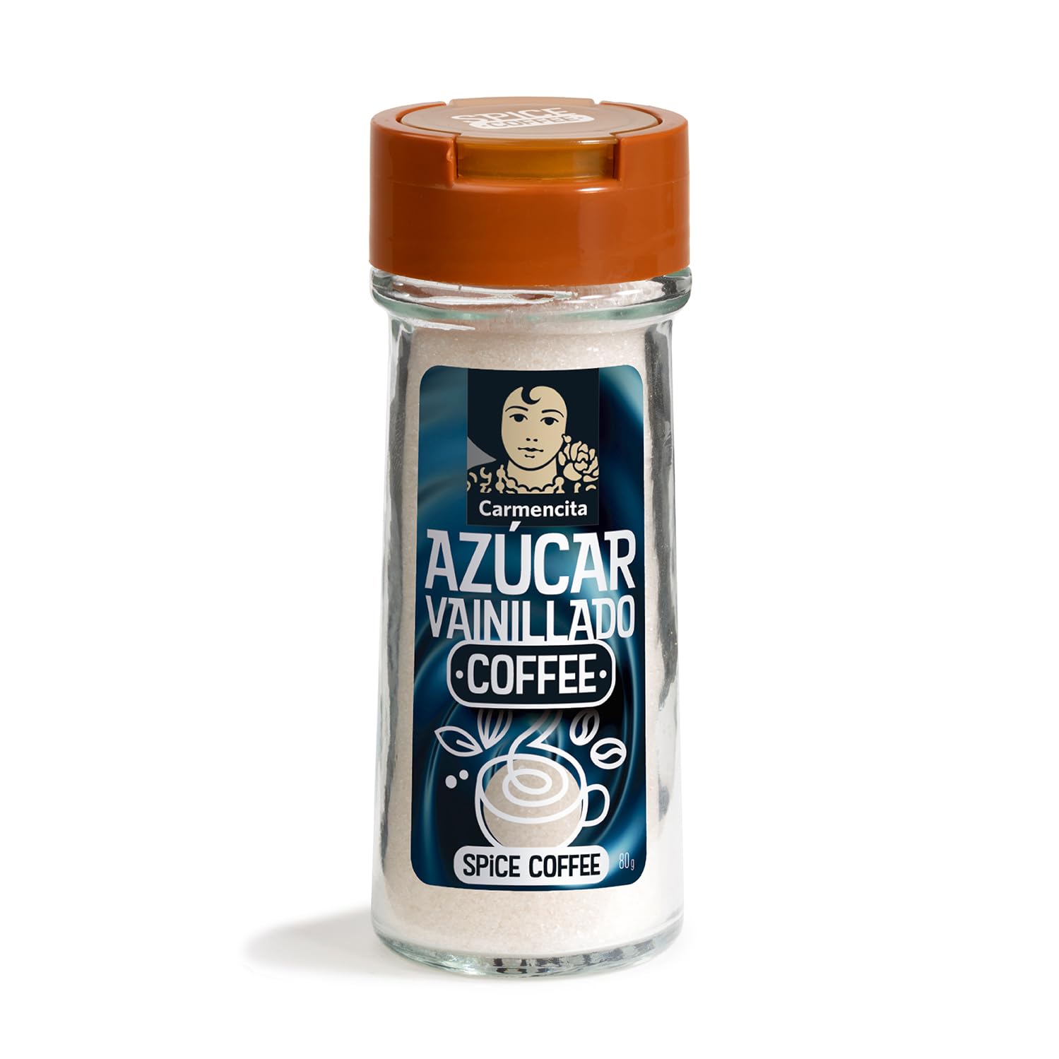 Carmencita Azúcar Vainillado Mezcla de Especias para Café Sin Gluten Tarro de Cristal 80 g