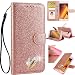 Produktbild IKALITE Samsung Galaxy S8 3D Love Hearts Bling Glitter Glitzer Diamond Musterg Ledertasche Slim Retro Bookstyle mit Standfunktion Karteneinschub und Magnetverschluss Flip Wallet Hülle Schutzhülle