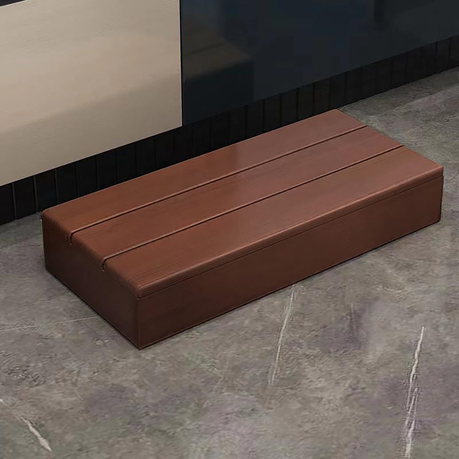 Pounjsd Long Footstool Helper Wooden Step Stool for High Beds, Non-Slip Outdoor Half Step, Foot Rest for Under Desk At Work, Easy Access to High Beds, Loft Beds, Ideal for Elderly, 80×30×11cm