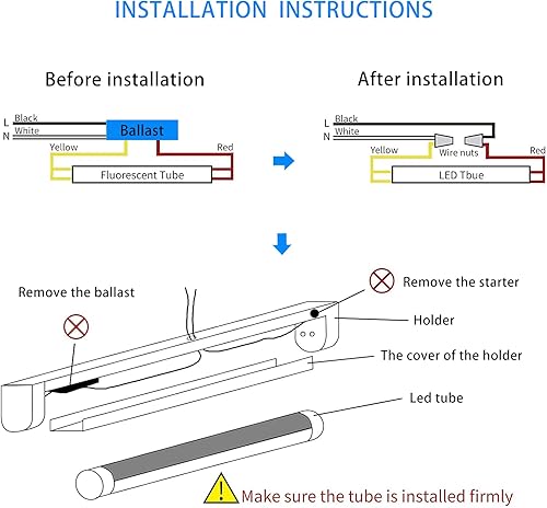 Miniatura 6 de Paquete de 25 bombillas LED T8 de 4 pies, luz LED de 4 pies para garaje, almacén, 20 W, 5000 K, 2600 lúmenes, luz diurna, luz blanca, reemplazo de