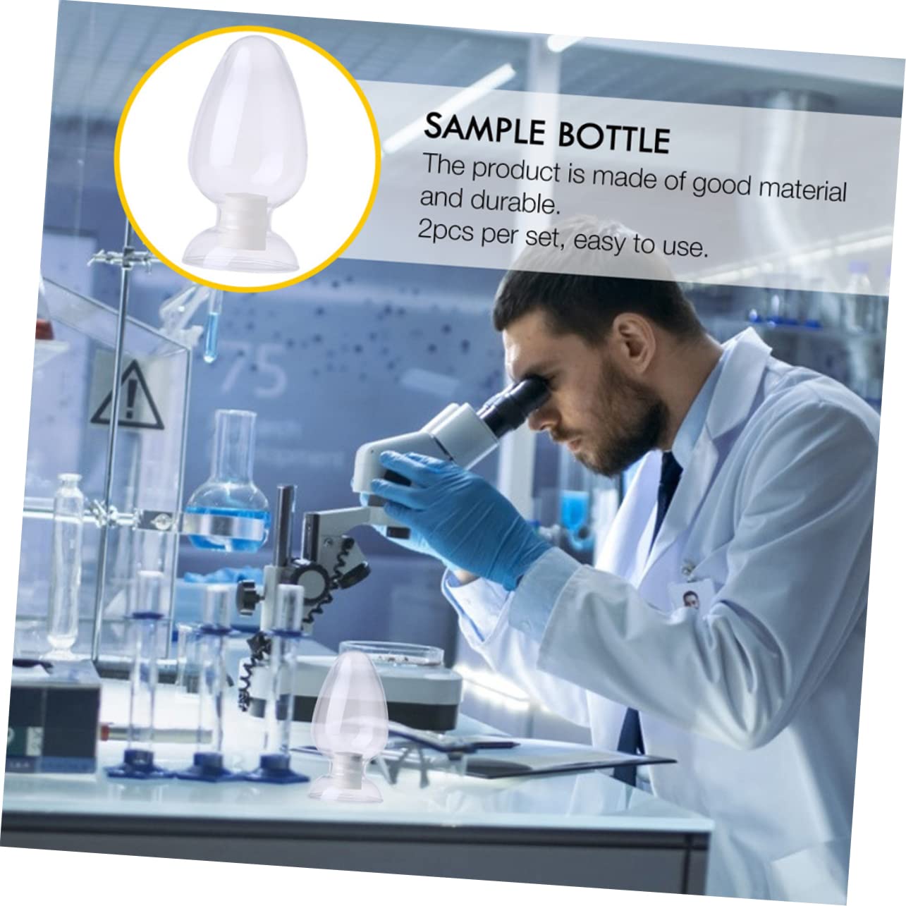 LIFKOME Smooth Glass Conical Sample Bottles 125ml Display Plug for Lab Research