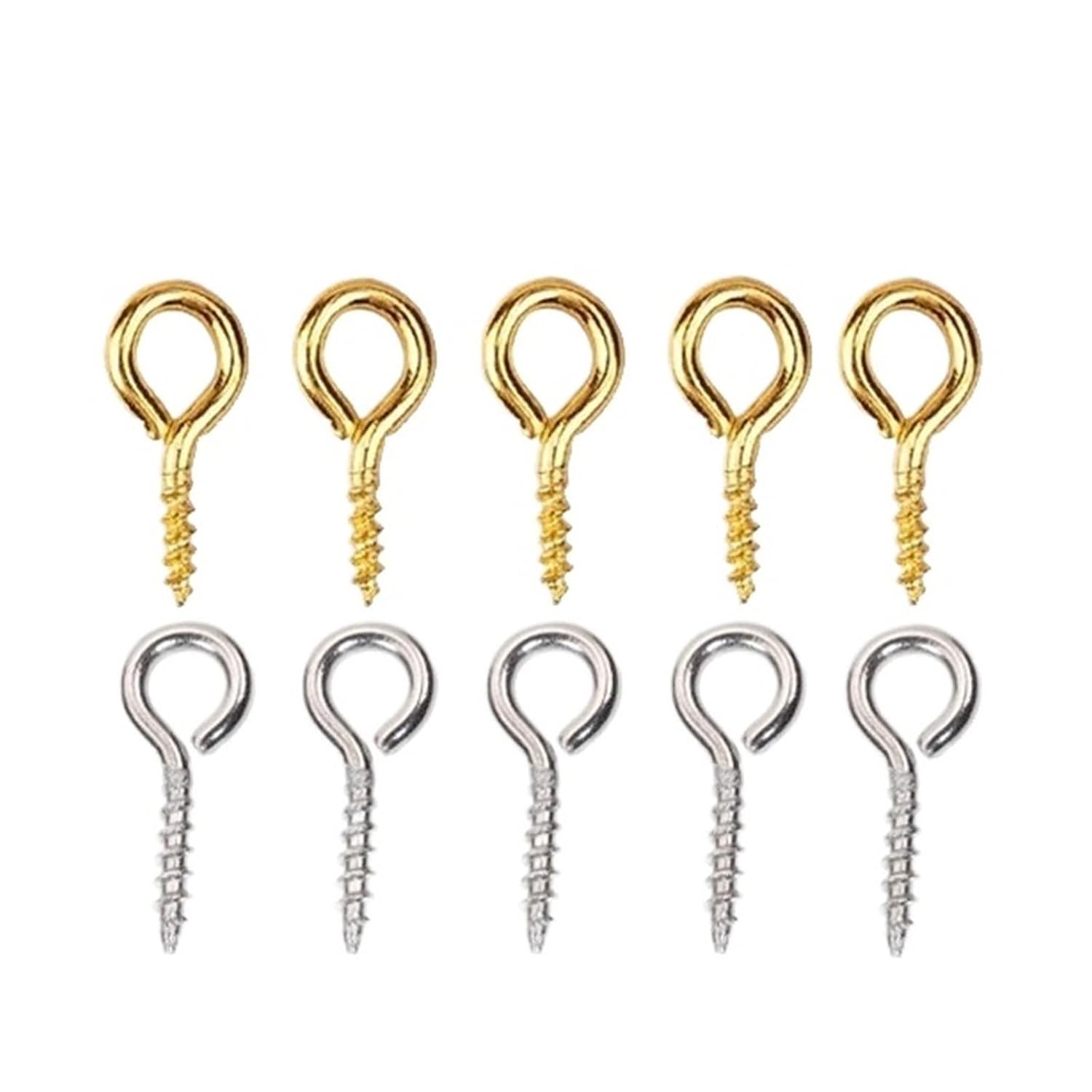 CHATROOM 300/600pcs Stainless Steel Mini Eye Pins Eyepins Hooks Eyelets Screw Eyes Threaded Hook for Jewelry Making DIY Findings (Color : Silver-300pcs, Size : 8mm)