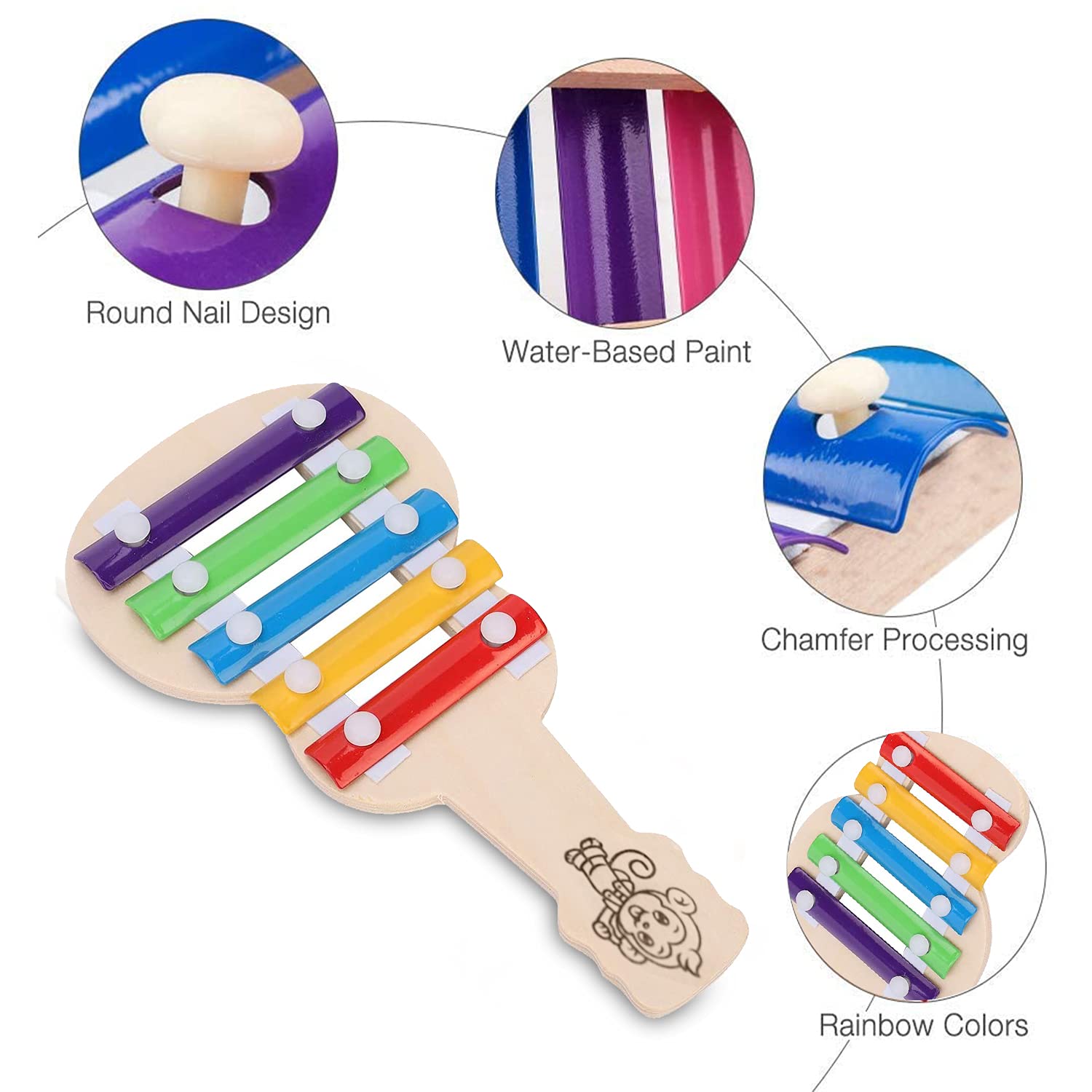 ADA Handicraft Gitar Xylophone for Kids, Wooden Xylophone Toy with 5