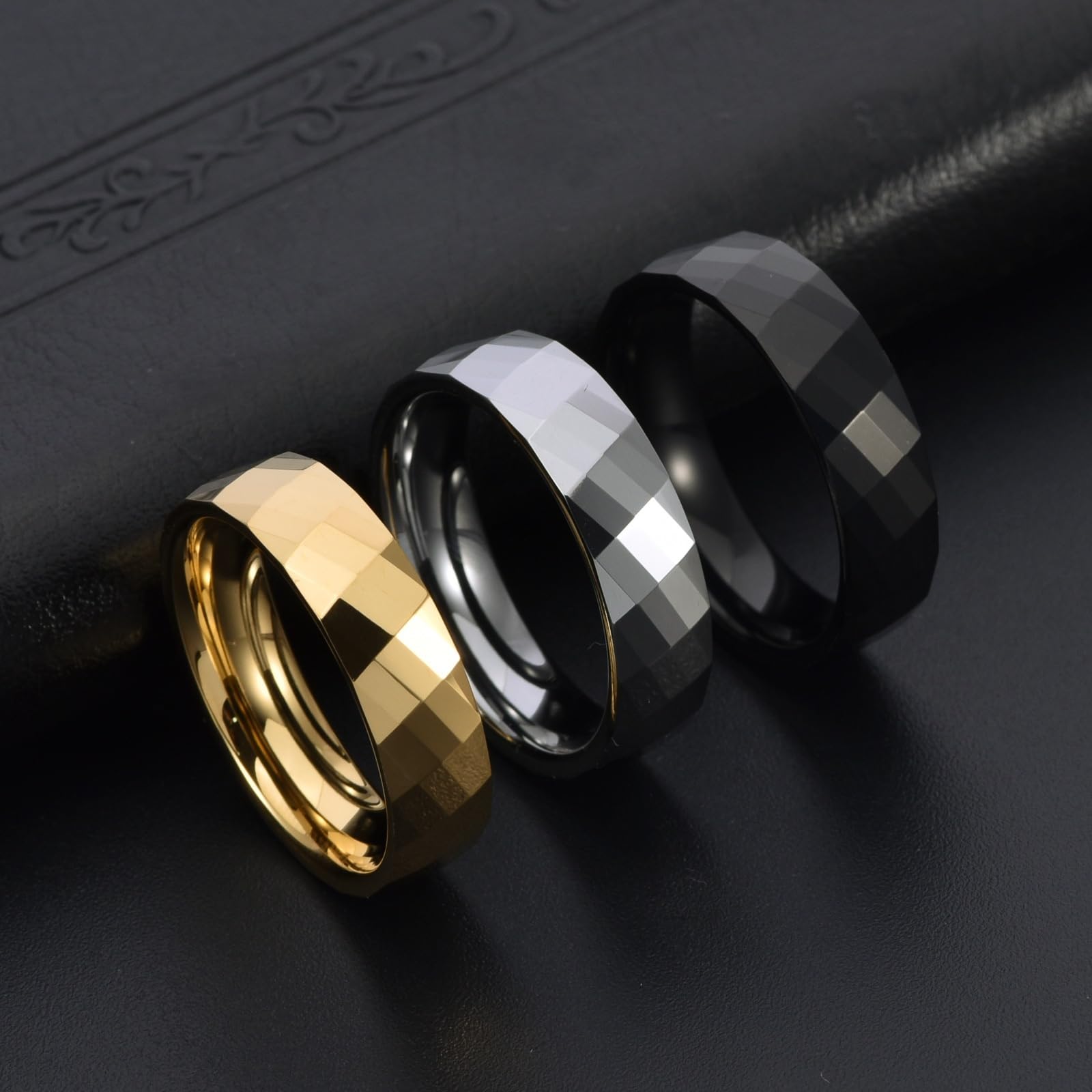 Bague Homme Tungstène 6mm Géométrique Alliance de Fiançailles Bijoux Mariage