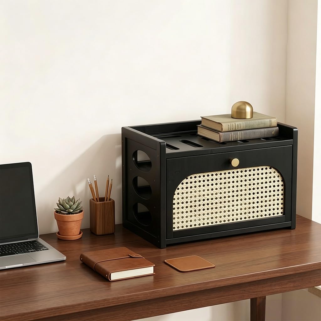 Meuble routeur WiFi décoratif pour salon et bureau ordonné