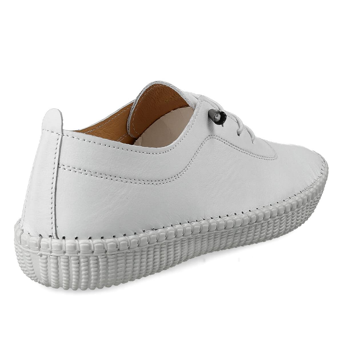 Sneaker Scarpe in Pelle Casual per Donna. Flessibile e Confortevole. Scarpe Sportive Piatte. Lacci Elastiche. Grande comodità. Bianco, Nero, Pelle, Blu Navy, Kaki, Rosso, Beige