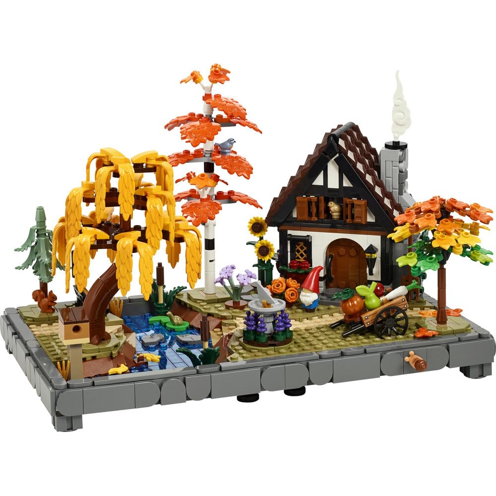 LEGO Icons Jesienny ogród z chatką 11372 | Rustykalna dekoracja do domu, kreatywne hobby, prezent dla dorosłych, zestaw klocków dla kobiet i mężczyzn, 1102 elementy