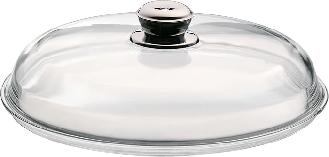 WMF Glas-Pfannendeckel 32 cm, Deckel für 32er Pfannen, Deckel mit Metallknauf, hitzebeständiges Glas, spülmaschinengeeignet