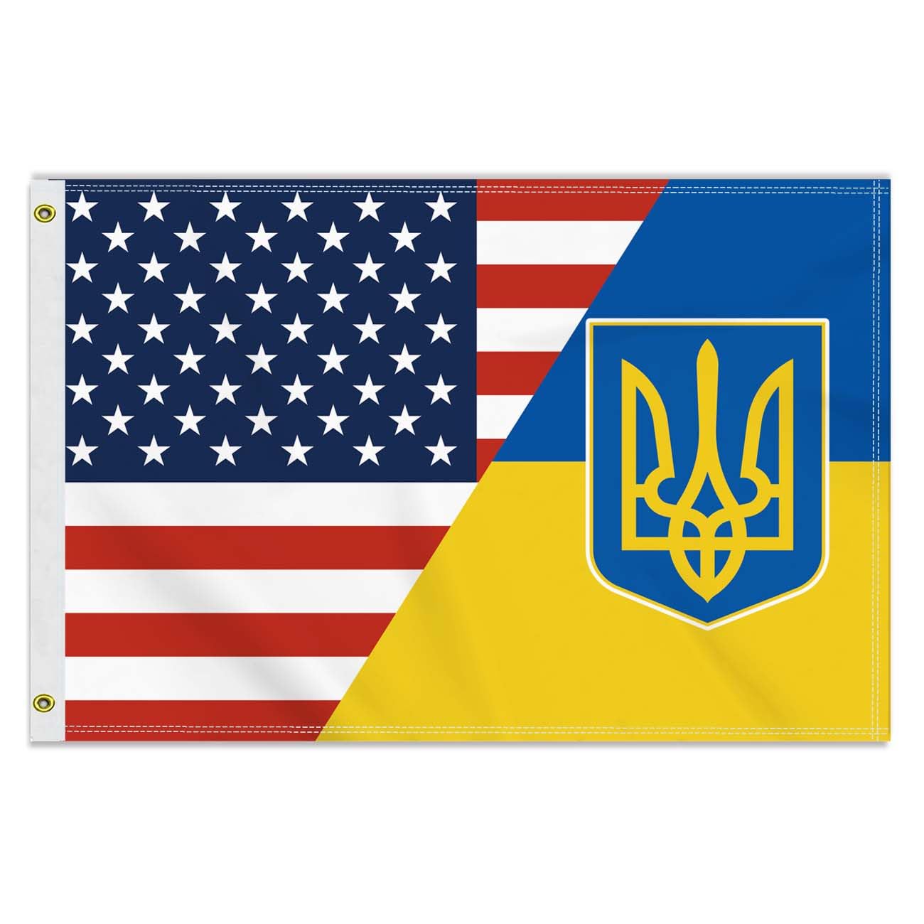 2×3 FT Ukraine USA Friendship Flag, Medium 60×90CM 150D Ukrainian Outdoor Banner,Double Side Printing American Decor For Patio Garden With Brass Gromment — image 1