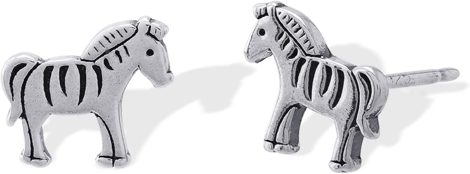 Boma Jewelry Sterling Silver Zebra Stud Earrings