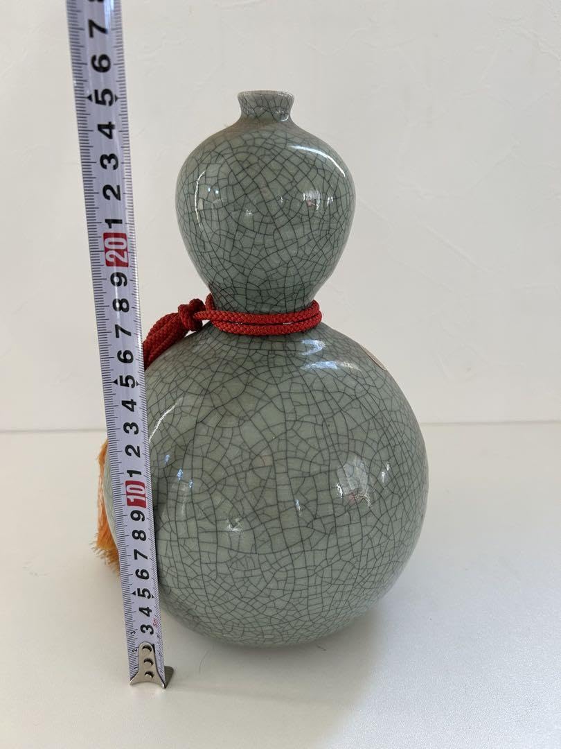 江戸時代　古相馬焼　瓢箪型花器一対　高さ約9㎝　東里7-0702⭐︎2F Amazon｜相馬焼 ひょうたん 瓢箪 松助窯 伝統工芸 壺 花瓶｜花立・華瓶