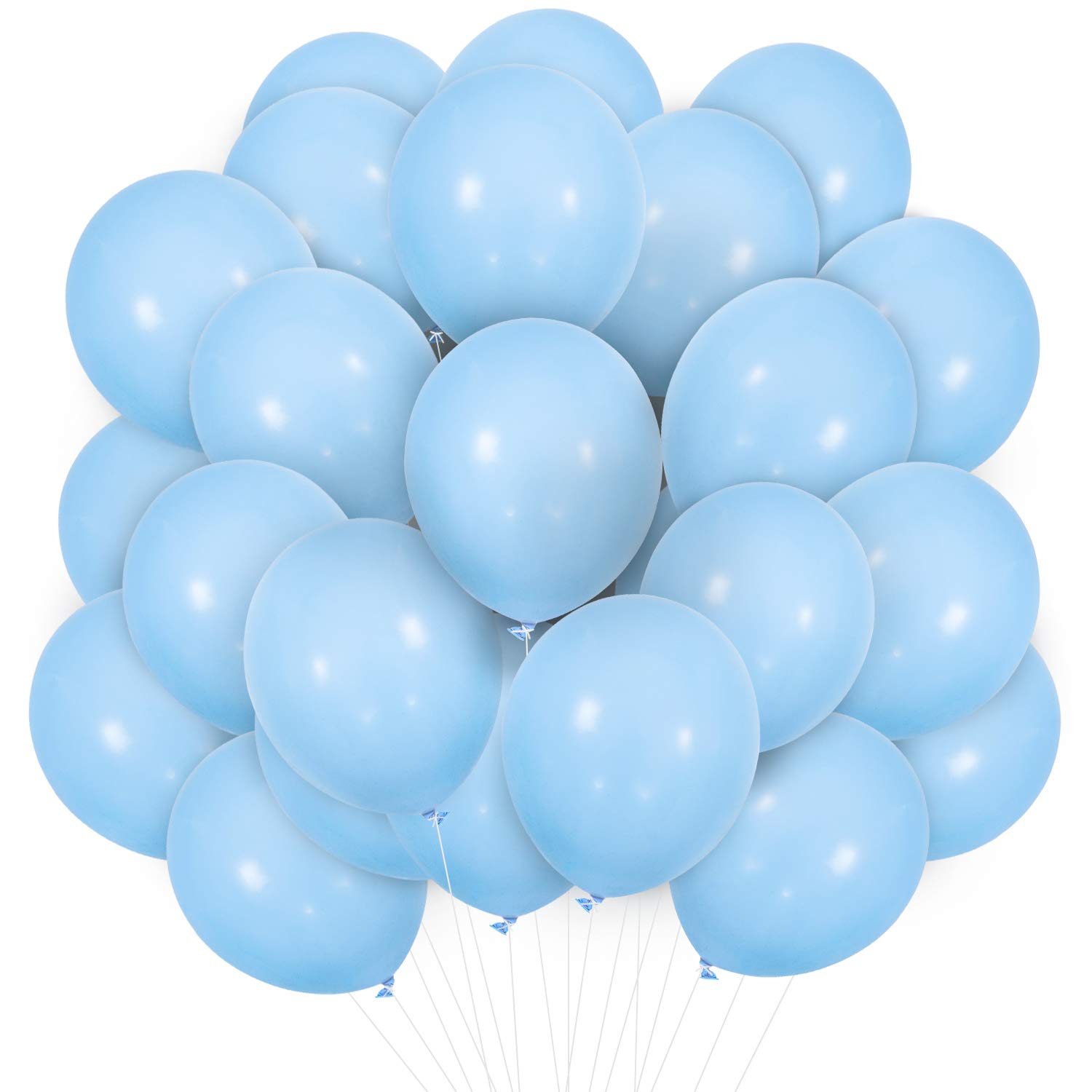 PartyWoo Light Blue Balloons, 100 pcs 10 Inch Matte Blue Balloons, Blue Balloons for Balloon Garland or Balloon Arch as Party Decorations, Birthday Decorations, Baby Shower Decorations, Blue-Y4