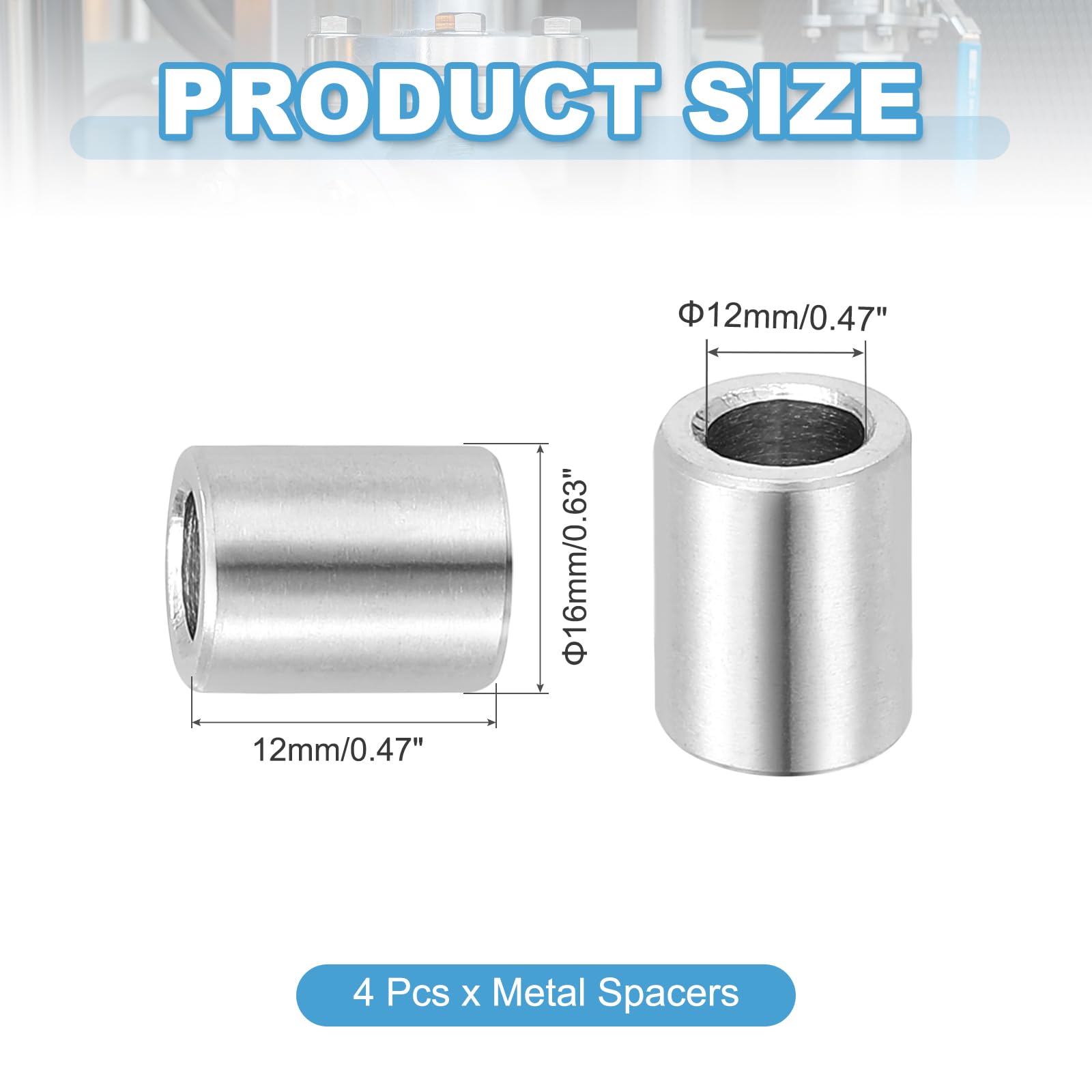 PATIKIL 4 Pcs Stainless Steel Spacers - Image 2