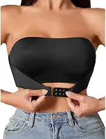 Sutiã sem alça feminino, acolchoado, com silicone aderente, sem arame