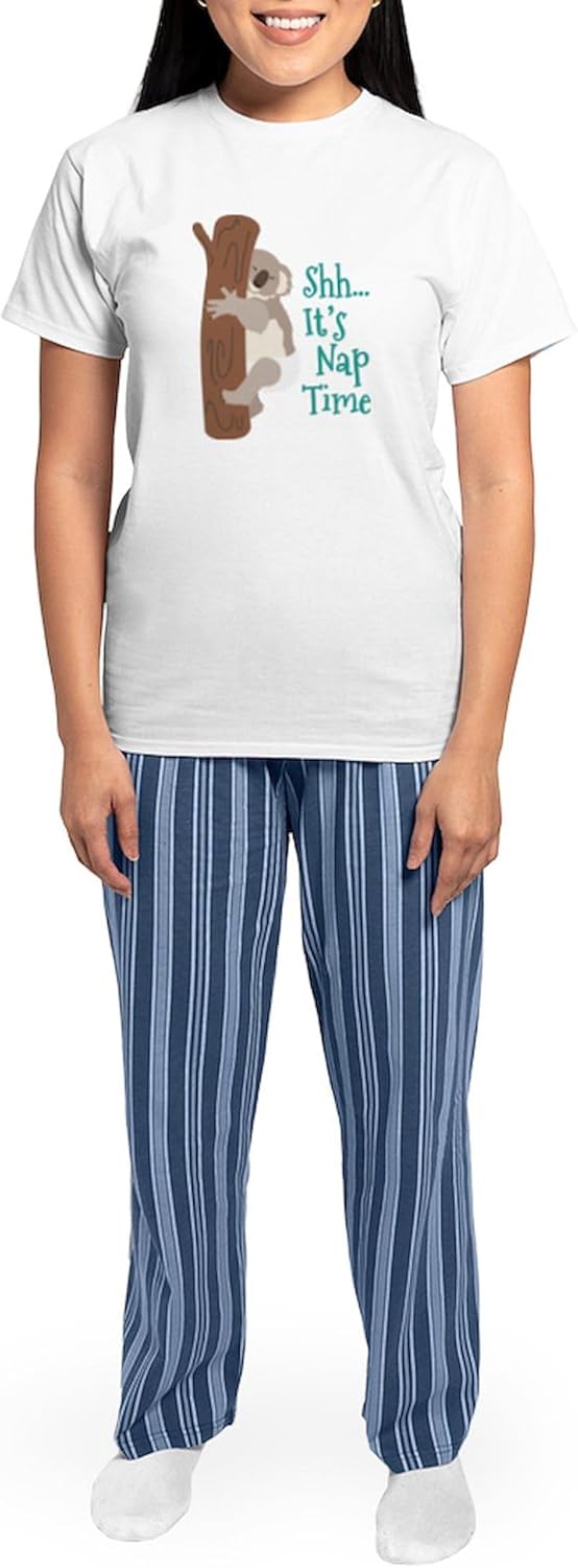 CafePress Shh... Its Nap Time Pajamas Women's Novelty Cotton Pajama Set, Comfortable PJ Sleepwear