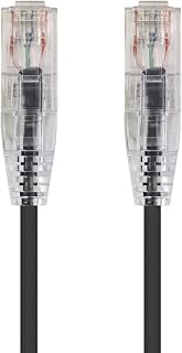Monoprice SlimRun Cat6 Ethernet Patch Cable - Network Internet Cord - RJ45, Stranded, 550Mhz, UTP, CMR, Riser Rated, Pure Bare Copper Wire, 28AWG, 20ft, Black