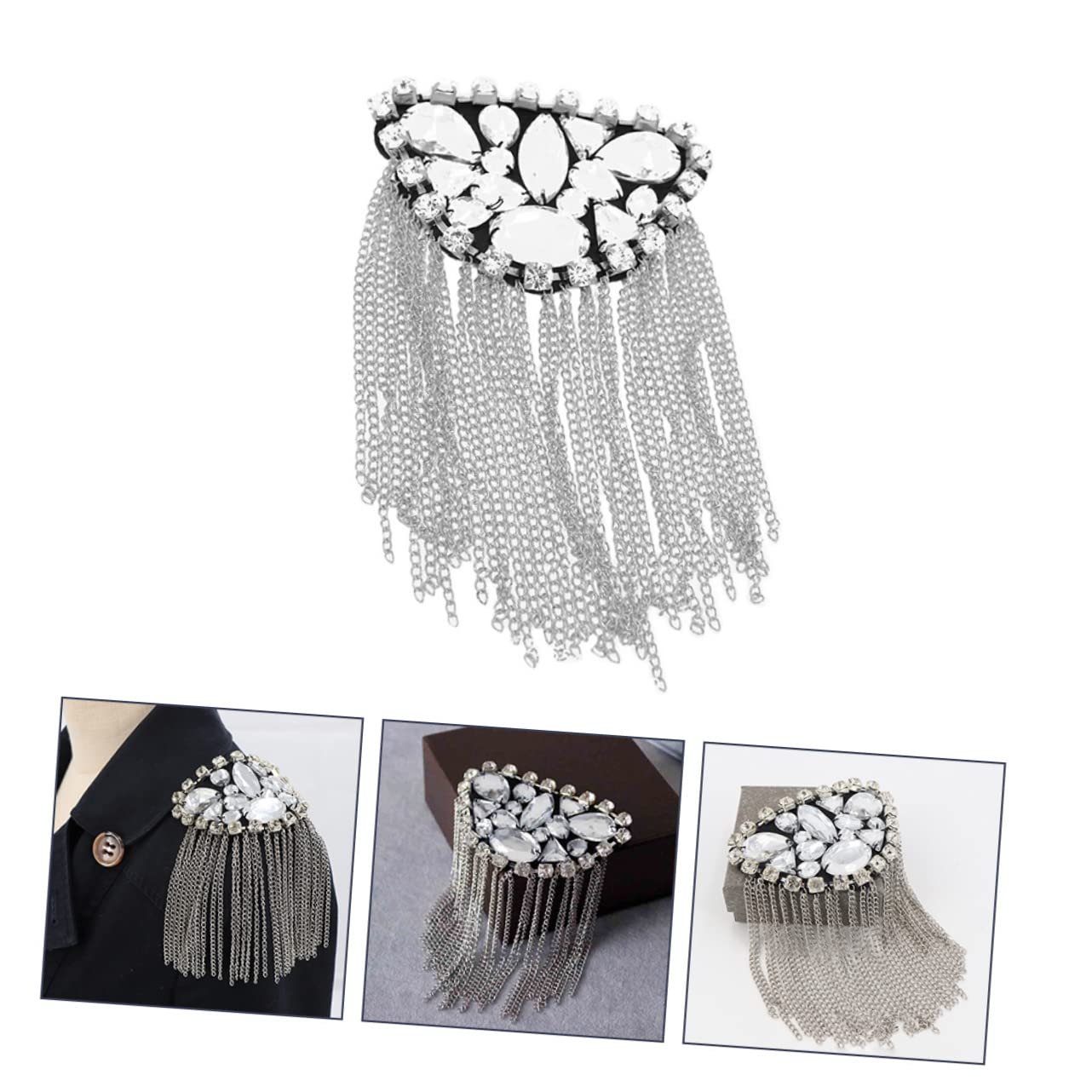 SHERCHPRY 3pezzi Spilla Metallo Con Strass e Frange Accessorio Per Abbigliamento Spilla Creativa Per Spalline Per Occasioni Speciali e Festività