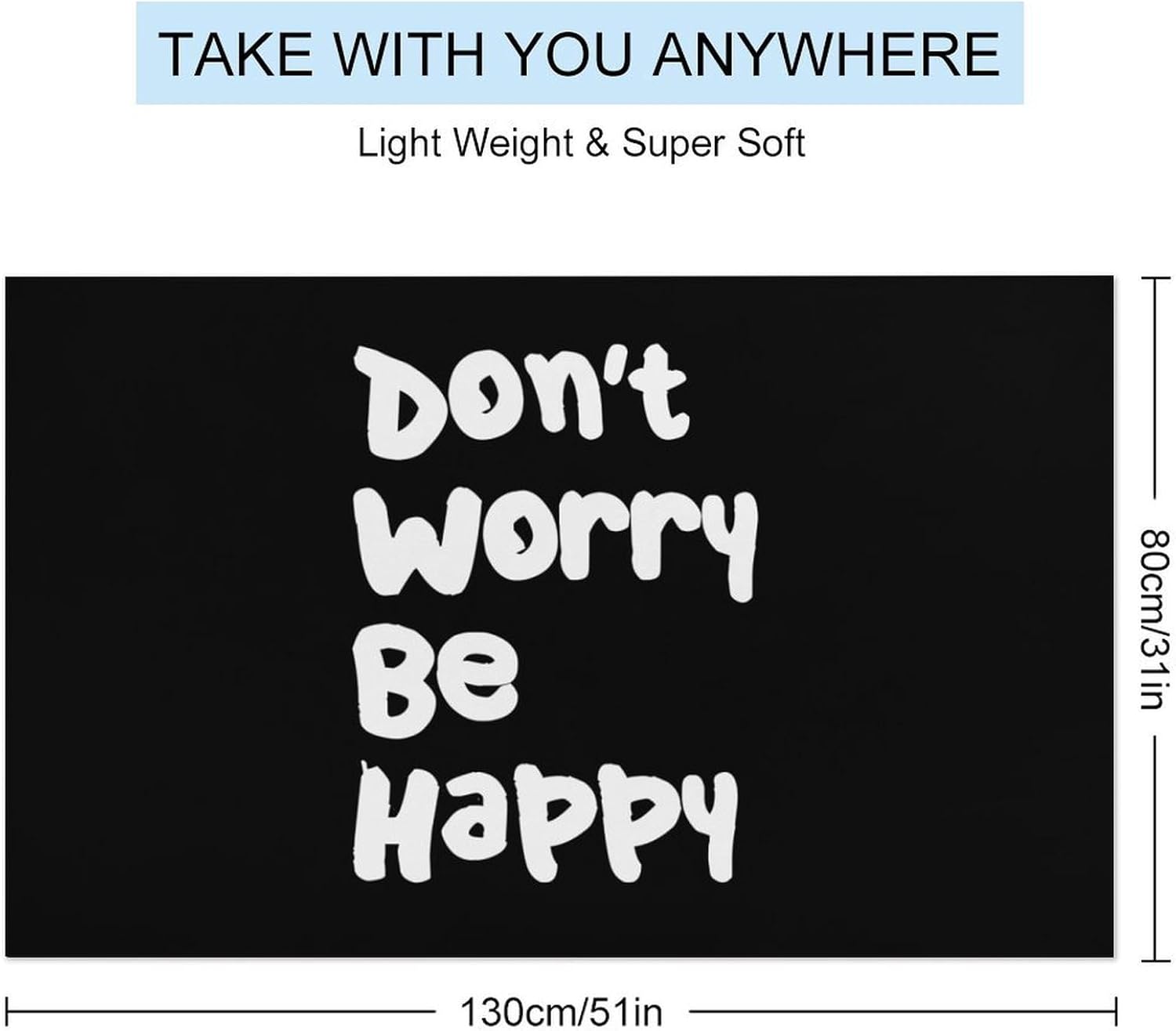 Don't Worry Be Happy Oversized Beach Towel Soft Absorbent Pool Bath Swim Towels for Adults Travel Vacation Gifts 130x80cm