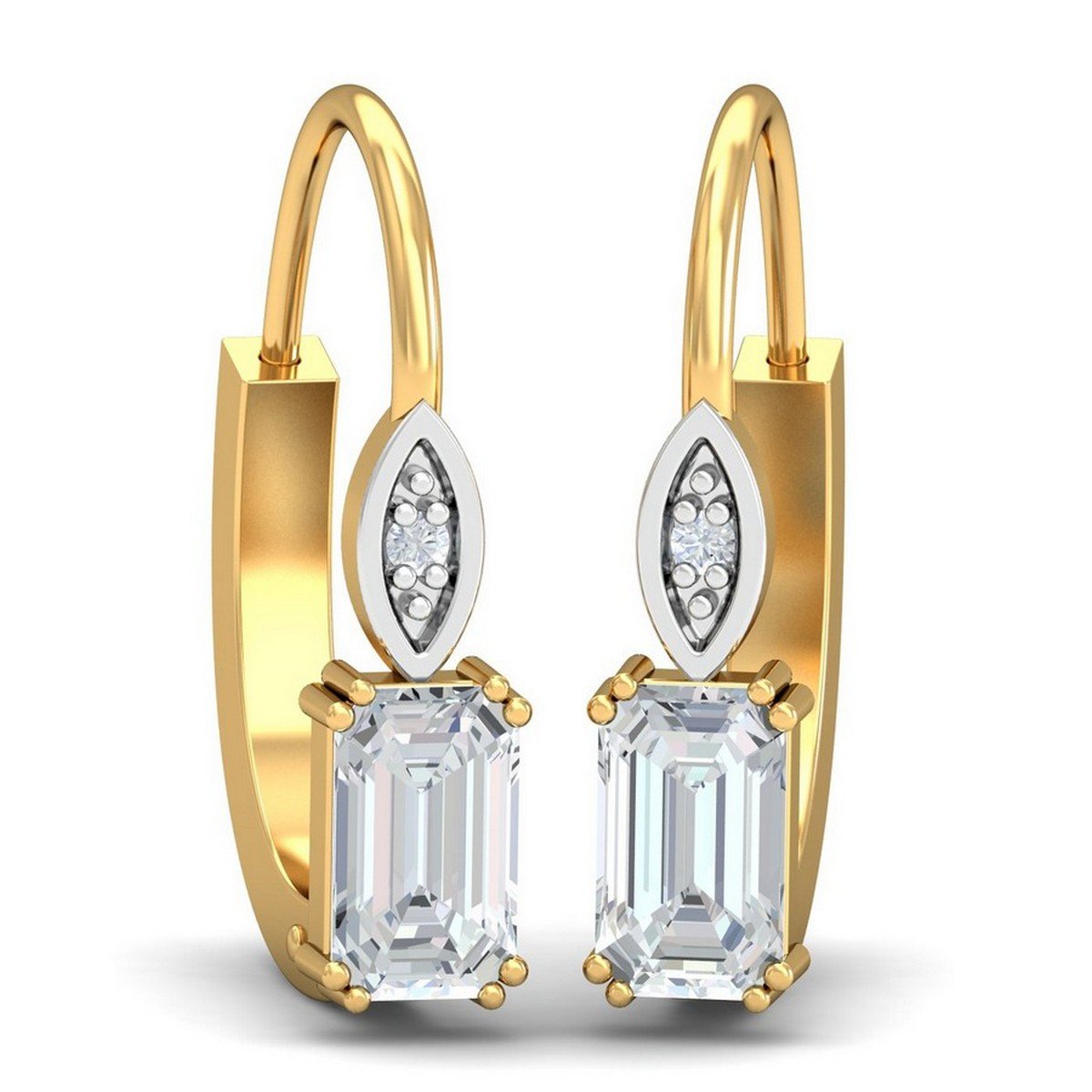 kuberbox 18KT Yellow Gold Diamond Meridian White Sapphire Hoop Earrings for Women-picture-28