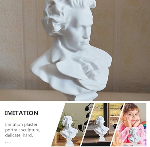 Miniatura 5 de EXCEART Figuras de boceto de resina, estatua de busto de Beethoven, estatua de yeso, estatua, réplica de busto, escultura para artista de práctica