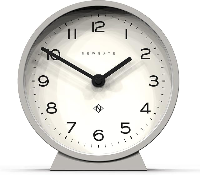 NEWGATE® M Mantel Silent Sweep Mantel Clock - 'No Tick' - A Modern Mantelpiece Clock - Small Clock - Clocks For Living Room - Office Clock - Desk Clock - Mantel Clocks - Minimalist Dial - (Grey)
