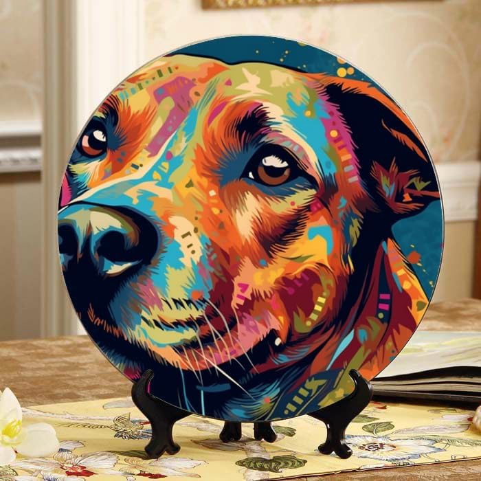 Tie-dye Rainbow Tree 10-inch Ceramic Plate for Wall Display or Tabletop, with Stand & Hook DP-490805713