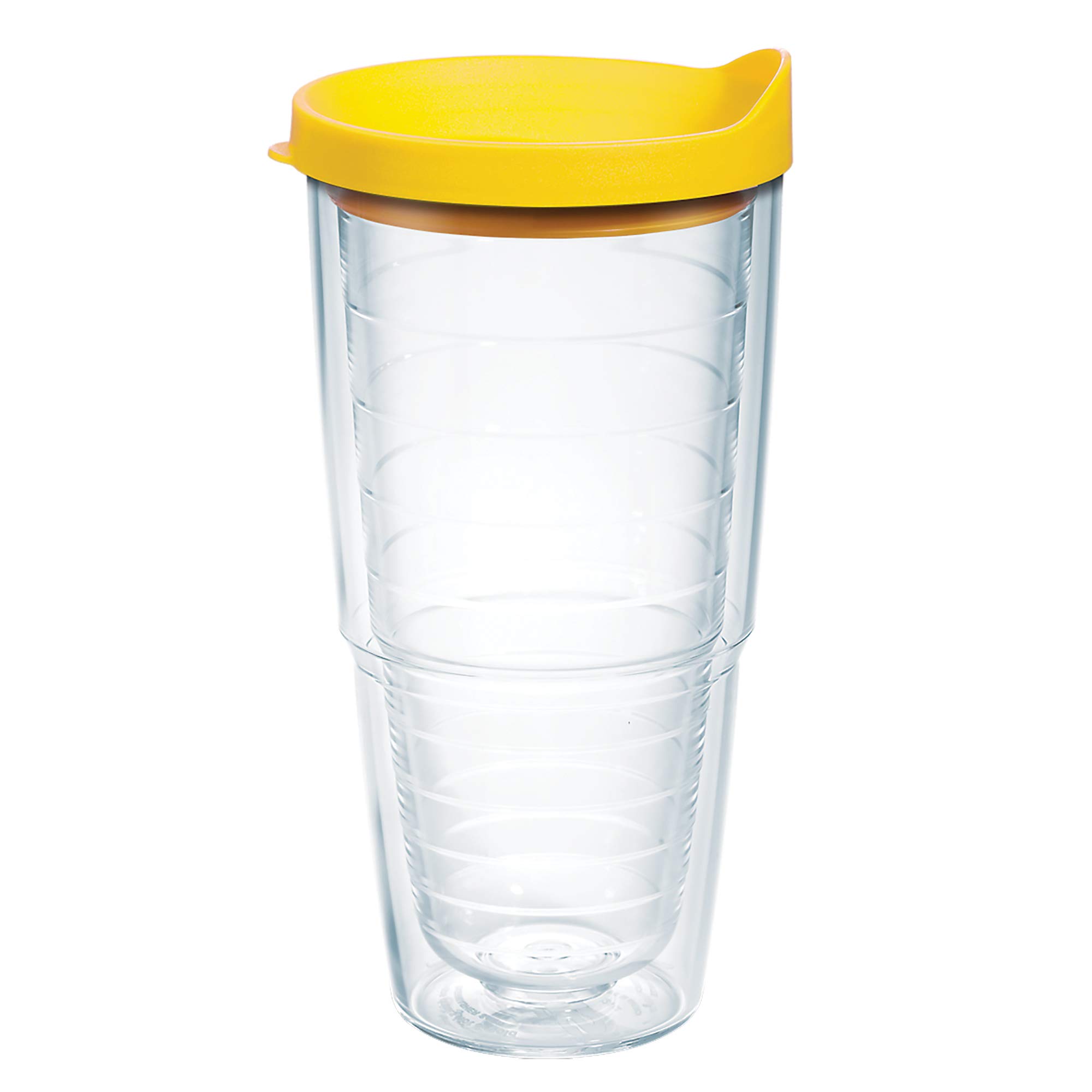 Gobelet isotherme double paroi anti-condensation 680g plastique couvercle jaune