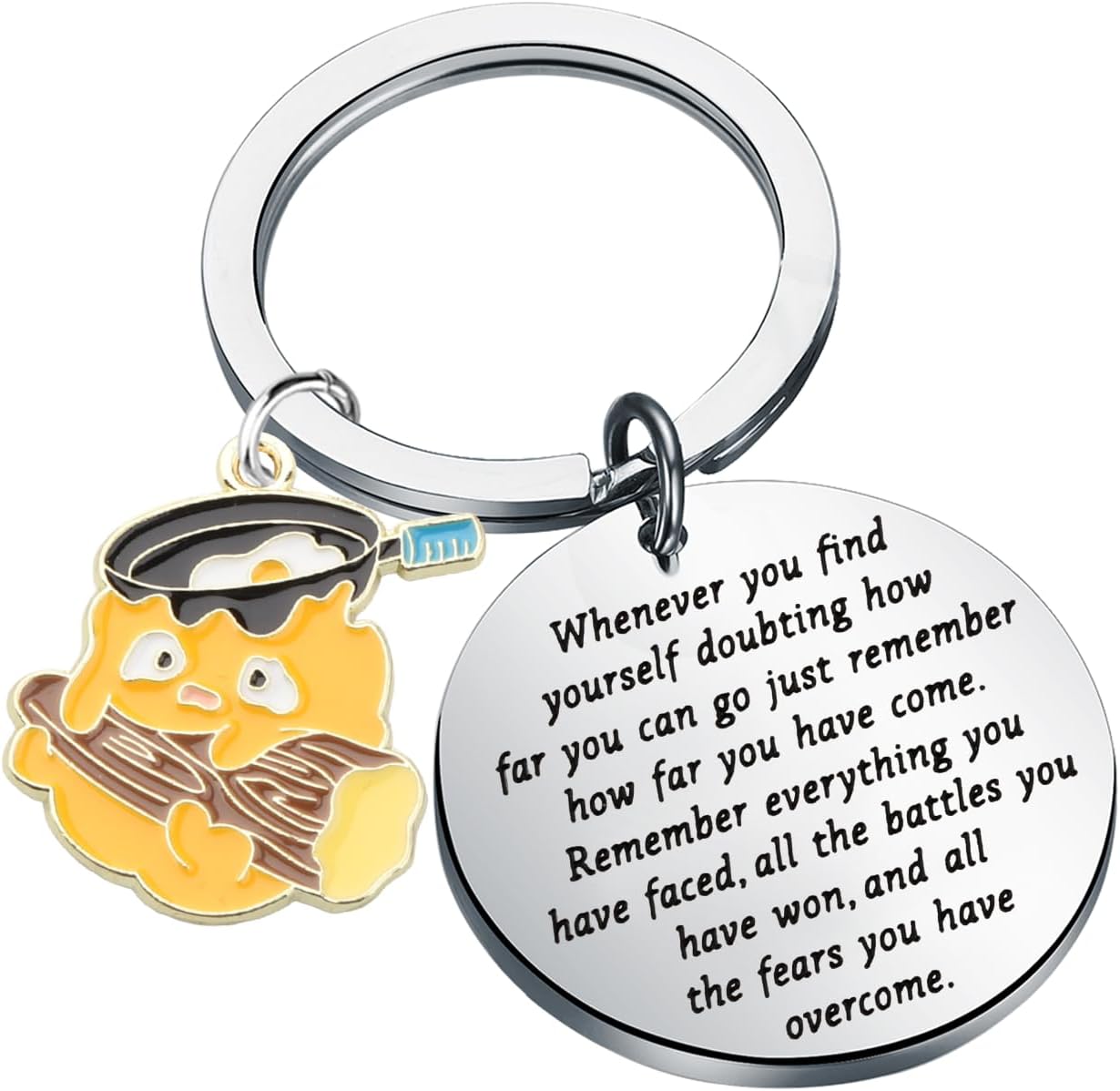 MAOFAED Kawaii Anime Character Fire Demon Keychain with Inspirational Quote, Anime Gift Japanese Mange Gifts(whenever fire)