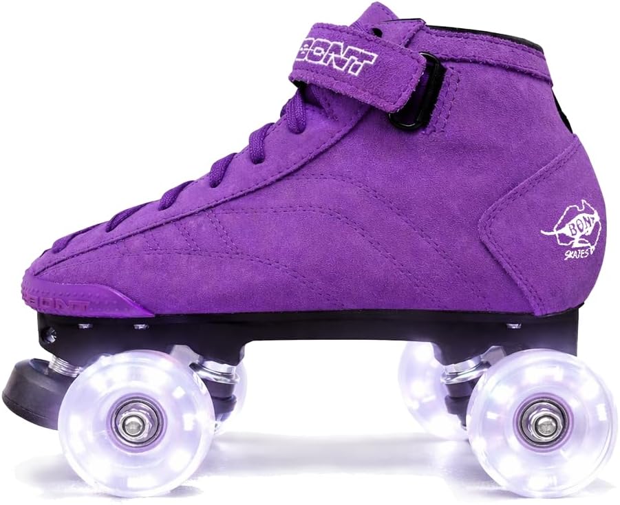 Bont Skates - Prostar Purple Suede Professional Roller Skates with Glow Light Up Led Wheels - Indoor and Outdoor - Roller Skates - Rollerskates