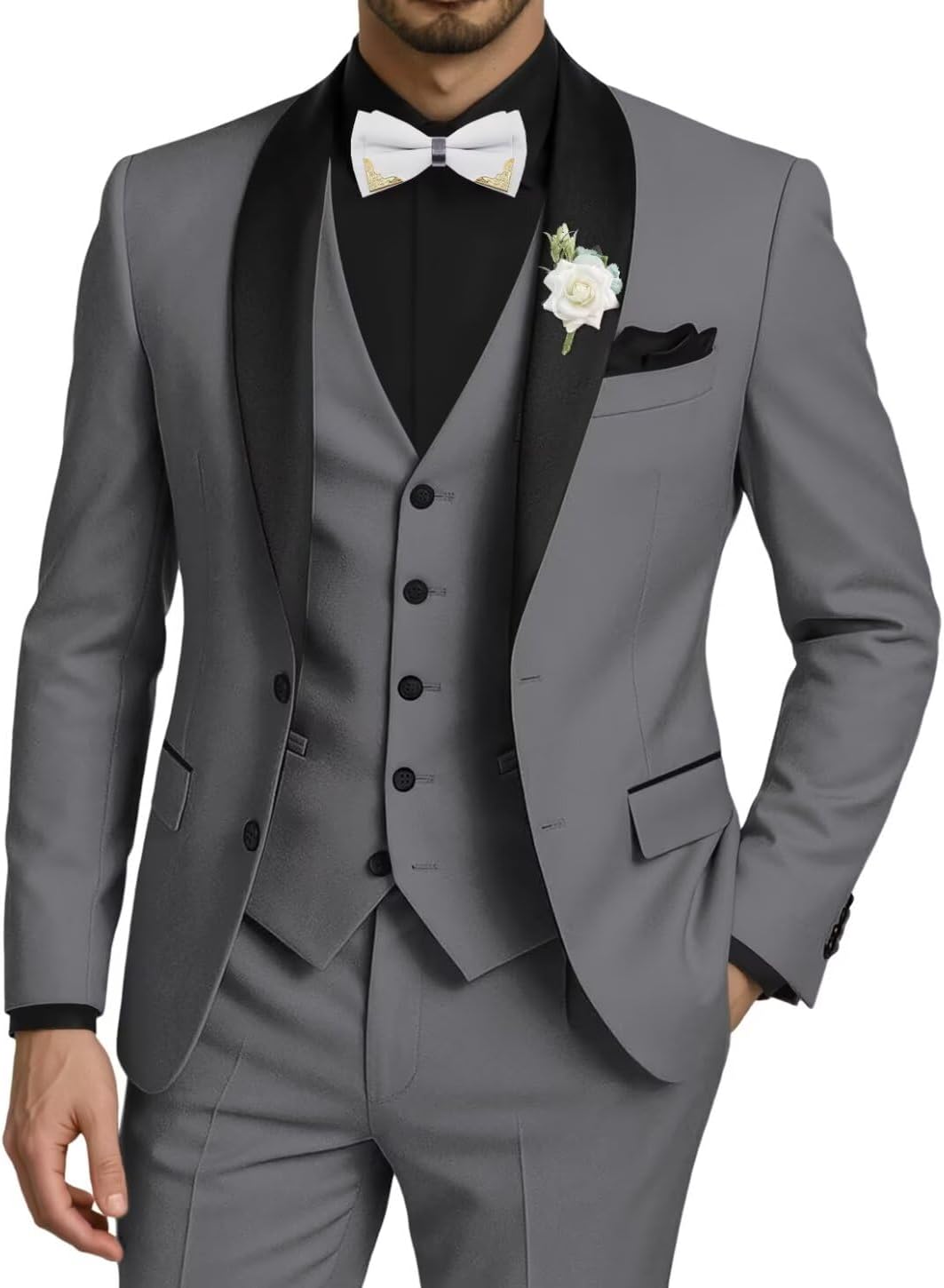 Suits for Men Slim Fit 3 Piece Mens Suits Blazer Vest Pants Set Formal Suit Wedding Prom Party Business